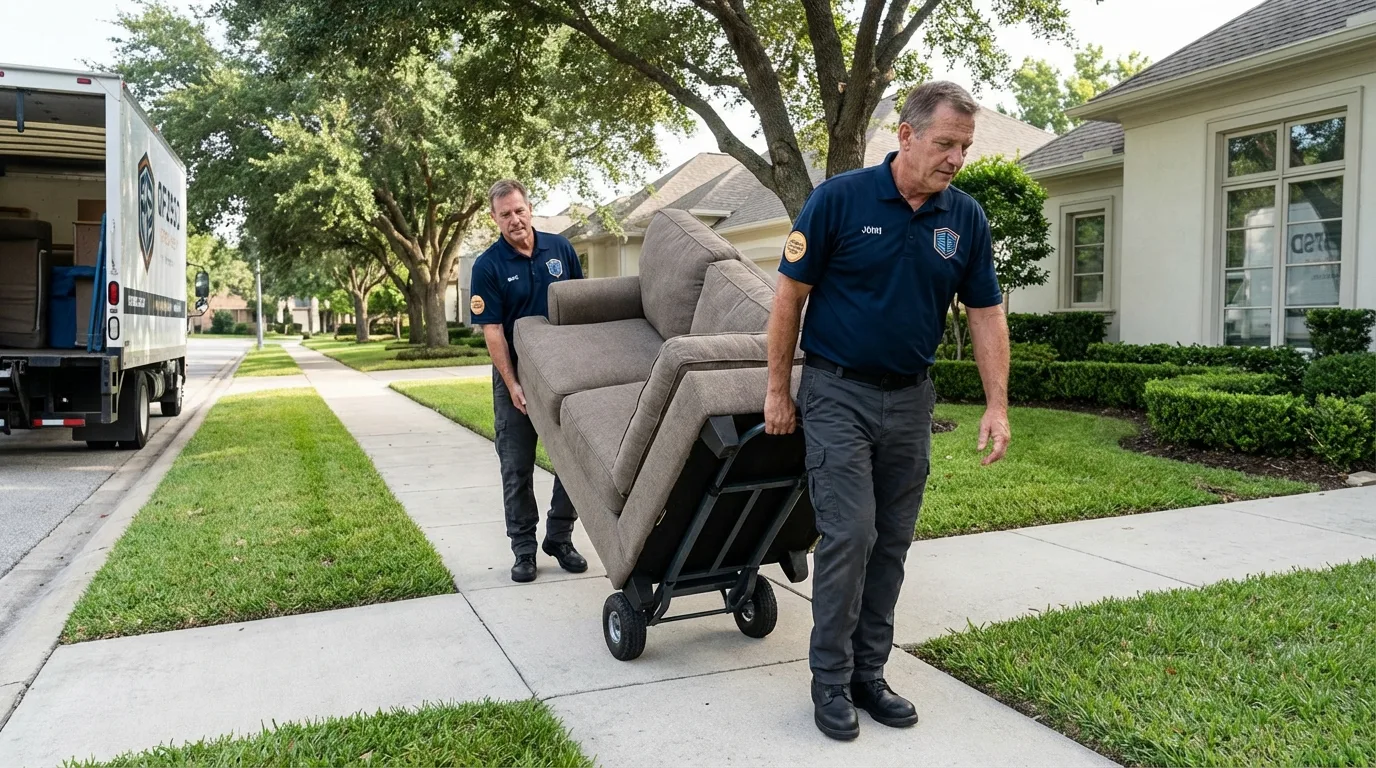 Local residential moving crew loading furniture in Albany, MO